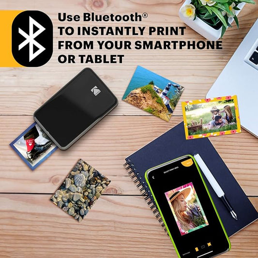 KODAK Step Instant Smartphone Photo Printer - Portable Mini Color Wireless Mobile Printer - Zink 2x3” Sticky-Back Photos - Bluetooth Compatible with iOS & Android Devices - Fun Editing App - Black