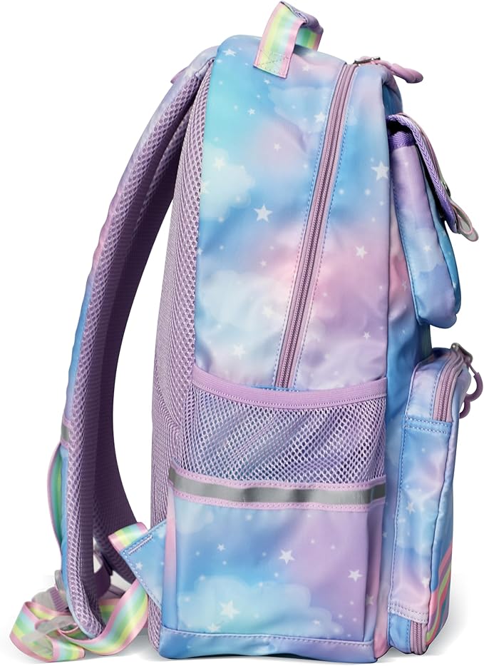 Kids Backpack - Lightweight 15” Backpack in Fun Prints for School, Travel, & Daycare, Ideal for Ages 4+, Roomy Interior, Durable & Water-Resistant Fabric, Back to School Book Bags(Rainbows)