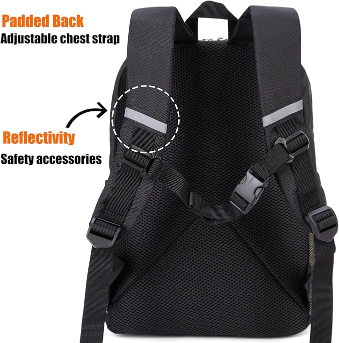 HawLander Little Kids Backpack for Boys Toddler School Bag Fits 3 to 6 years old, 15 inch, Black Grey