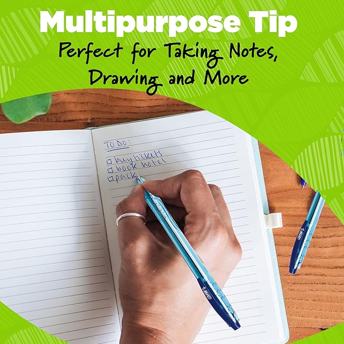 BIC Ecolutions Ocean-Bound Plastic Gel Pens, Medium Point (1.0mm), 12-Count Pack, Retractable Black Ink Pens Made from 78% Ocean-Bound Recycled Plastic Excluding Ink Cartridge