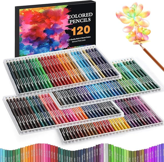 120 Pack Coloring Pencils, Colored Pencils for Adult Coloring Books with Soft Oil-Based Cores, Color Pencil Set for Sketching Blending Layering, Art Supplies for Kids Teens Adults Beginners Artists
