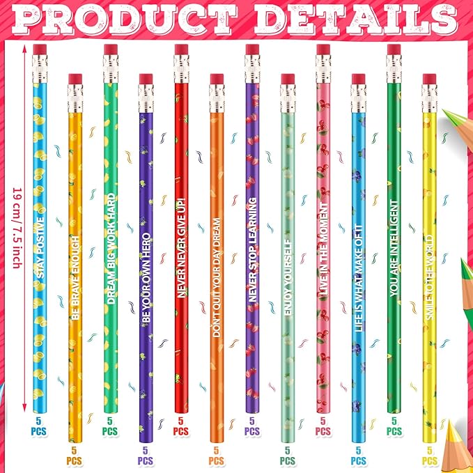 60 Pcs Scented Pencils Bulk for Kids Inspirational Motivational Cute Fun Fruit Wood Smelly Graphite Pencils with Erasers for School Classroom Office Students Girls Boys Gifts Supplies