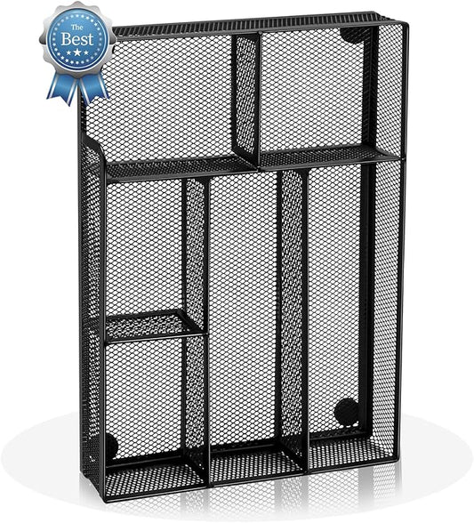 Desk Drawer Organizer, Office Drawer Divider Organizer Tray with 6 Compartments, Metal Mesh Desktop Organization and Accessories for Stationery Makeup Kitchen Toolroom School ＆Office, 12.6x8.27x1.6 in