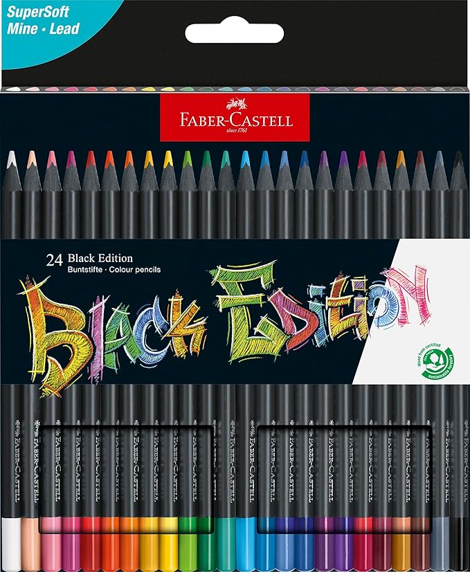 Faber-Castell Black Edition Colored Pencils, Classic 1 Count (Pack of 24)