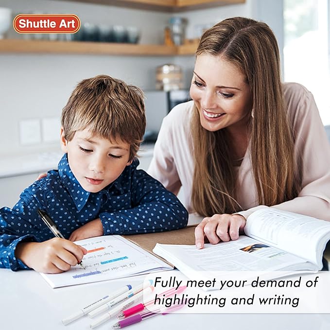 Shuttle Art 20 Pack Journaling Kit,10 Colors Dual Tip Highlighters and 10 Colors Retractable Gel Ink Pens,Perfect for Kids and Adults Coloring,Underlining, Highlighting, Writing in Office Home&School