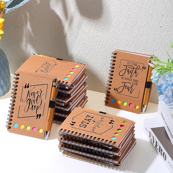 Tenceur Back to School Inspirational Gifts Bulk Employee Appreciation Spiral Notebook with Journals Sticky Note Pen Motivational Thank You Gifts for Teacher Students Team Coworkers Staff(30 Sets)
