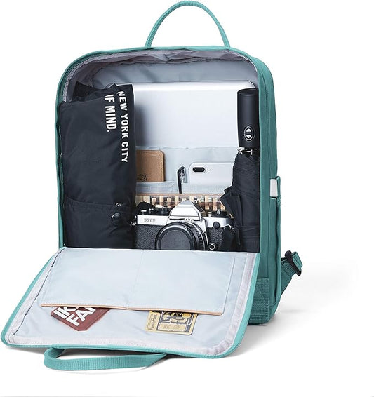 KALIDI Casual Laptop Backpack 15 Inches Classic Camping Rucksack Travel Outdoor Square Daypack College Hiking Gym Bag, Frost Green