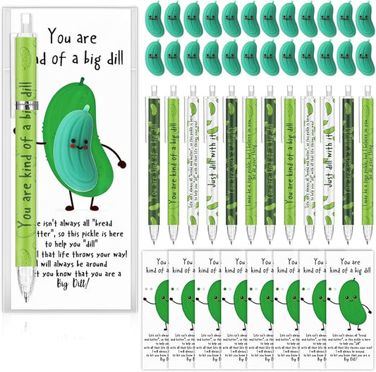 60 Sets Inspirational Pickle Gifts Bulk 6 Styles 0.7 mm Motivational Mechanical Pencils with Erasers Positive Cards Back to School Gifts for Student Teacher Coworker Office Supplies