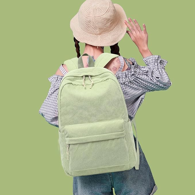 School Backpack for Teens Large Corduroy Bookbag Lightweight 15.6 inch Laptop Bag for Girls Women Casual High School College