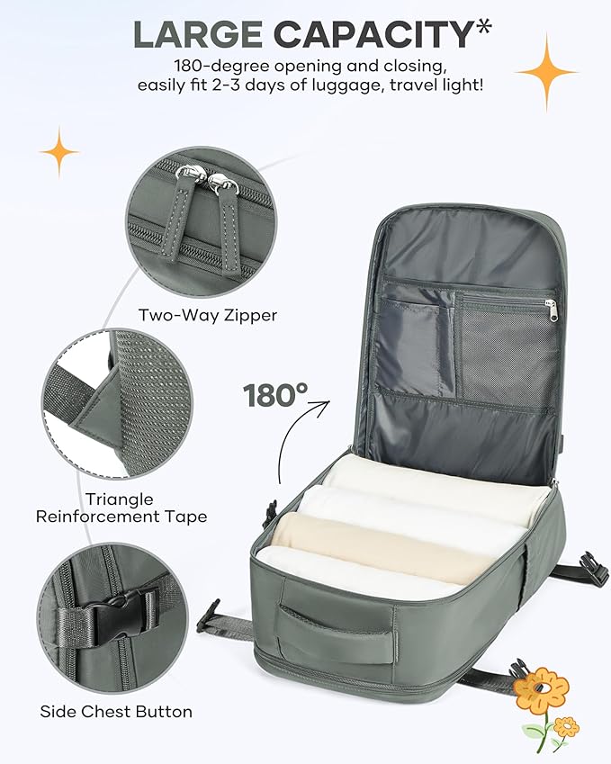 Large Travel Backpack for Women Airline Approved Carry on Backpack for Airplanes Mochila De Viaje Spirit Airlines Personal Item Bag 18x14x8 Personal Item Travel Bag Backpack for Traveling on Airplane