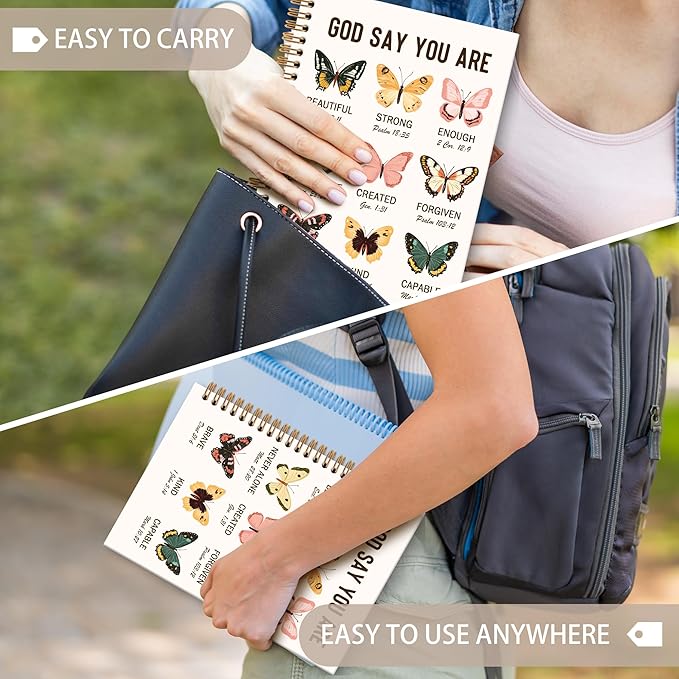 Butterfly Bible Notebook Journal - Christian Spiral Notebook, Bible Notebooks for Note Taking, God Say You are Butterfly Notebooks Gifts for Women, Christian School Office Supplies, 6x8.2In