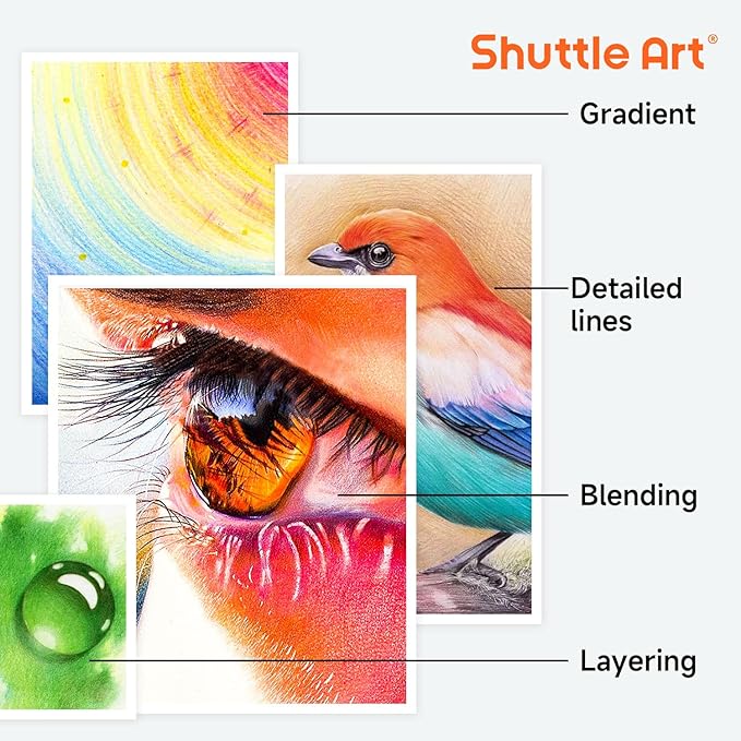 Shuttle Art 180 Colored Pencils, Soft Core Coloring Pencils Set with 4 Sharpeners, Professional Color Pencils for Artists Kids Adults Coloring Sketching and Drawing