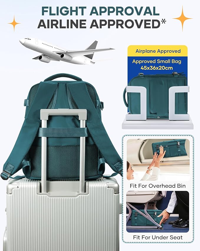 coofay Large Travel Backpack Carry on Flight Approved Mochila De Viaje Carry on Backpack for Airplanes Spirit Airlines Personal Item Bag 18x14x8 Inches Travel Bag Traveling Backpack for Women Men