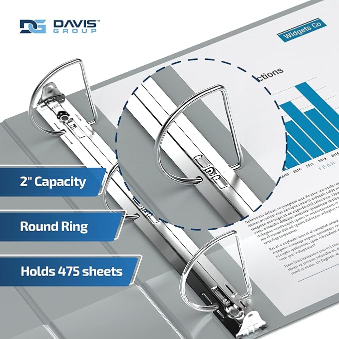 Premium Economy 6-Pack 3-Ring Binders for School or Office, D-Ring Binders, 2 Inch, Gray