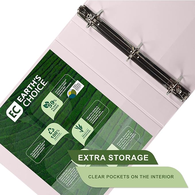 Samsill Plant-Based 1.5 Inch Durable D-Ring, Made in USA, View Binder, Eco-Friendly, USDA Certified Biobased, 2 Pack, Rose