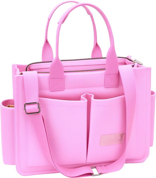 Tote Bag for Women With Compartments,Large Canvas Tote Women's Purse Crossbody Bags Work Laptop Book Bag Satchels Handbags