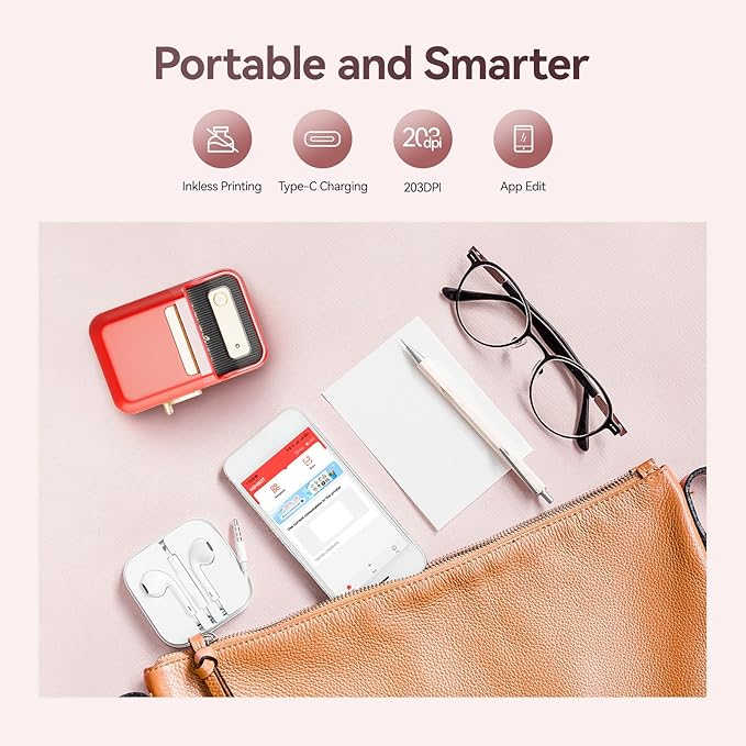 NIIMBOT B21 Label Maker Machine with Tape 2Inch Portable Sticker Printer Thermal Labeler for Jar Price Address Label for Business Home Office Organization, Red