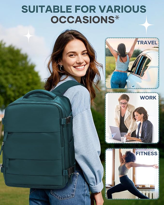 coofay Large Travel Backpack Carry on Flight Approved Mochila De Viaje Carry on Backpack for Airplanes Spirit Airlines Personal Item Bag 18x14x8 Inches Travel Bag Traveling Backpack for Women Men