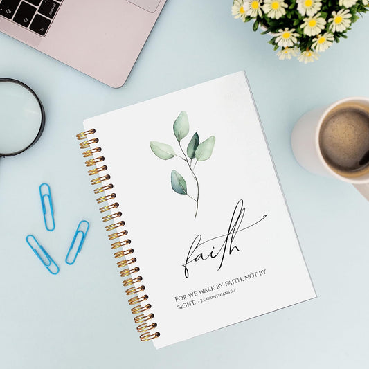 VNWEK Bible Scripture 2 Corinthians 5:7 For Me Walk By Faith Not By Sight Spiral Notebook Journal 5.5 X 8.3 Inches,Christian Lined Hardcover Spiral Notebook,Christian Gifts For Women Men Faith Teens