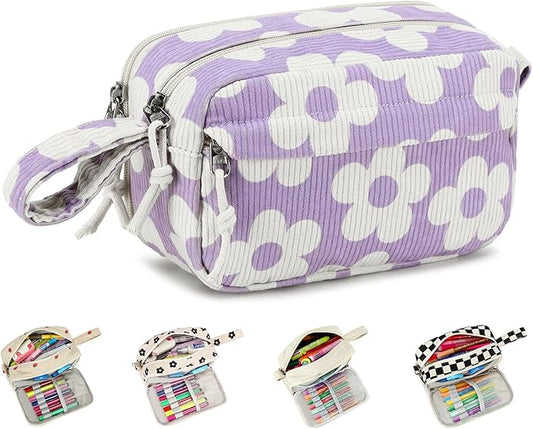 Bluboon Big Capacity Pencil Case Pencil Pouch Pen Case School Supplies Cute Pencil Box Pencil Bag for Teen Girls Boys Women Man (Flower Purple)