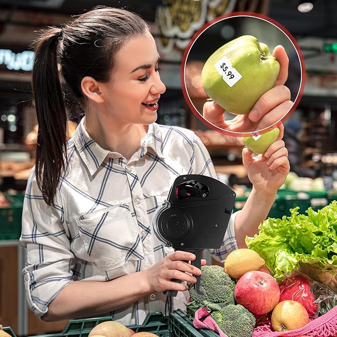 1 Line Price Gun & 8 Characters Price Tag Gun Black Pricing Gun Kit – Includes 5,000 Blank White Price Labels, 2 Ink Rollers, 1 Ink roll pre-Loaded