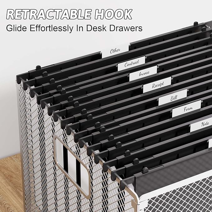 Plastic Hanging File Folders Letter Size,1 Inch Expansion,12 Pack Reinforced Black Hanging Folders with Heavy Duty,Hanging File Folders with Tabs,Durable File Cabinet Folders