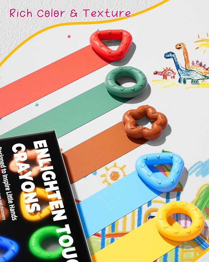 NewFamily Jumbo Crayons for Toddlers – Easy-Grip Unbreakable Non-Toxic Enlighten Sensory Toys | OT & Autism Therapy | Gift-Ready Set for Kids