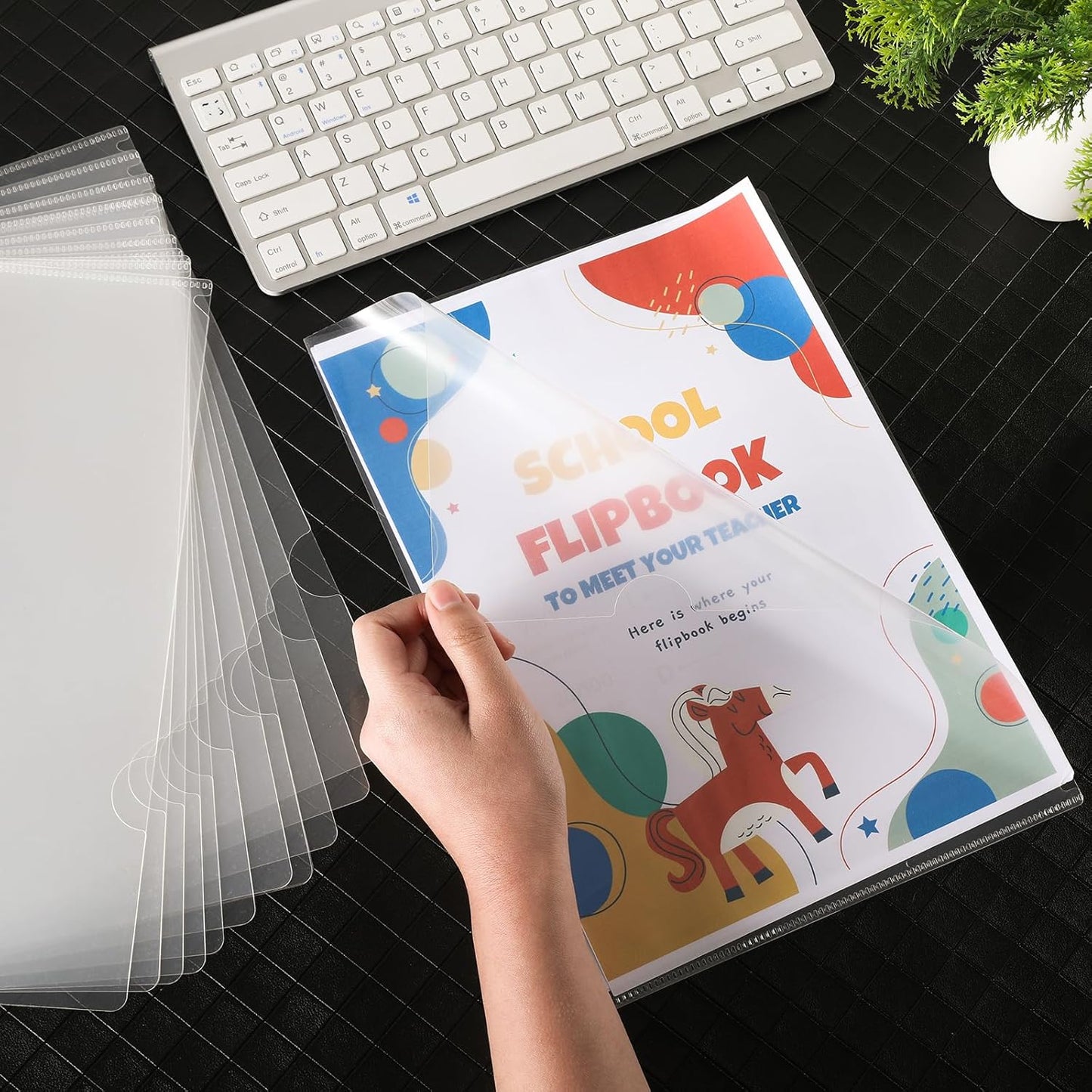 63 Pack Clear Plastic Document Folders L-Type Transparent Project Pockets for A4 Letter Size Paper