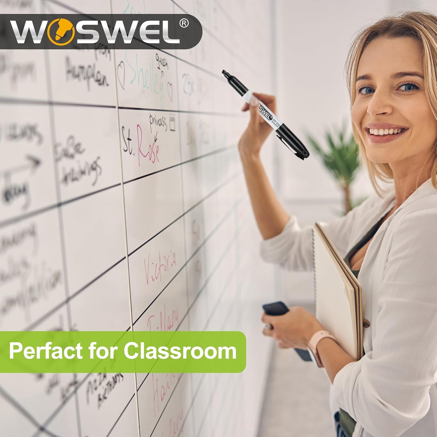 Dry Erase Markers Bulk, 144 Pack Black Chisel Tip Whiteboard Markers, Low Odor Dry Erase Markers for School Office Home