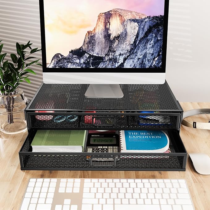 Under Desk Drawer Organizer No Drilling 2 Slide Out Drawer Under Table Storage Drawer Clamp On Under Desk Management Drawer Organizer Suitable for Home and Office