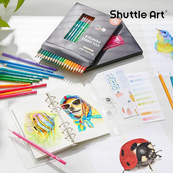 Shuttle Art 80 Colored Pencils, Colored Pencils for Adult Coloring, Soft Core Color Pencil, Drawing Supplies for Adults Kids Artists Beginners Drawing Coloring Sketching