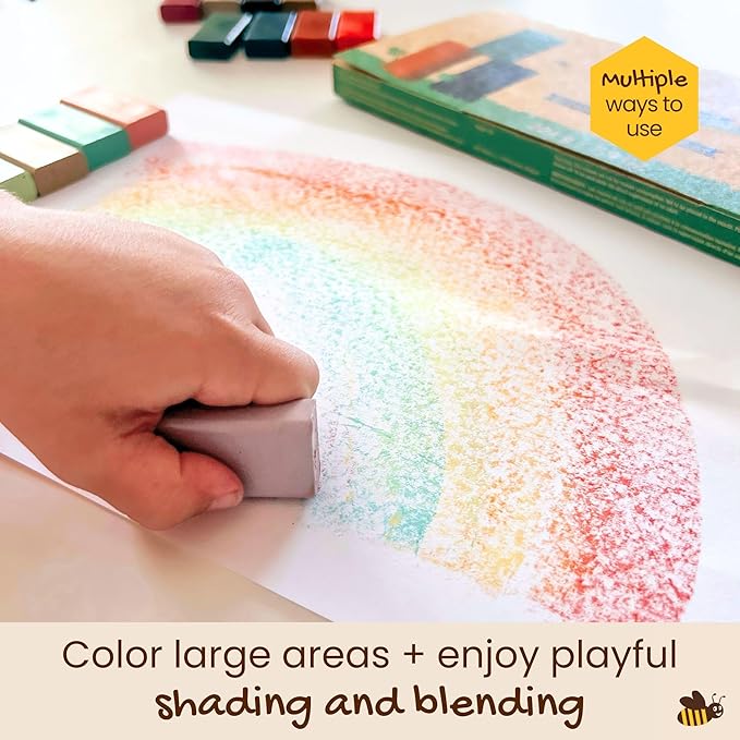 Honeysticks Block Crayons (16 Pack), Non-Toxic, Long-Lasting Jumbo Crayons for Kids, Toddlers, Made from Pure Beeswax and Food-Grade Colors, Ideal for Preschool Art Supplies