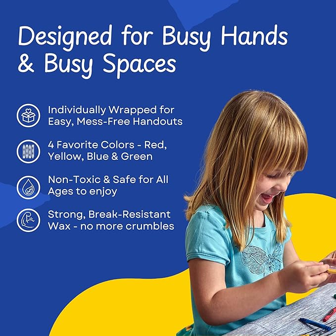 CrayonKing 75 Sets of 4-Packs (300 Bulk Crayons) – Non-Toxic, Individually Wrapped, Perfect for Parties, Restaurants, Classrooms & More