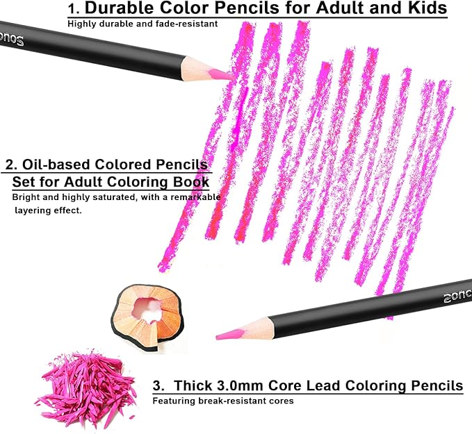 Soucolor 72-Color Colored Pencils for Adult Coloring Books, Soft Core Color Pencil Set for Kids Art Supplies, Coloring Pencils for Adult Blending Shading Drawing, Stocking Stuffers for Teen Girl Gifts