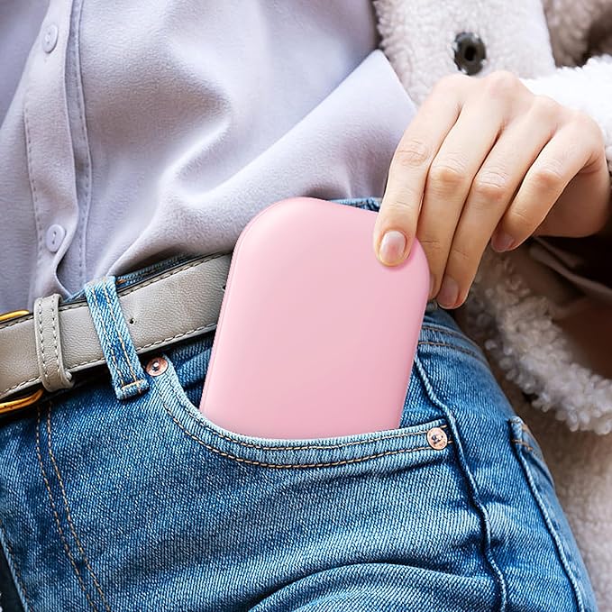 Benbilry Ultra Slim Pocket Mirror with Light, 1X/3X Magnifying LED Compact Travel Mirror with 3-Colored Dimming Lights for Purse, 2-Sided, Handheld, Folding, Portable, Light Pink