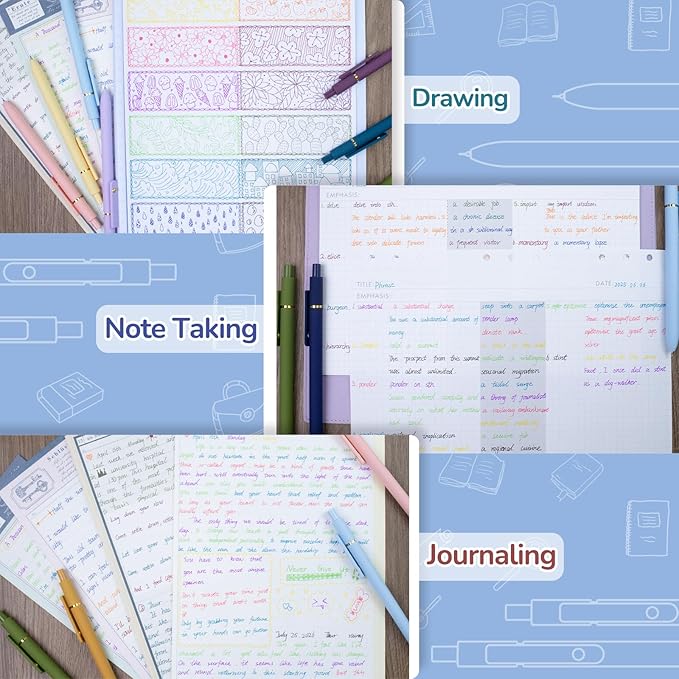 12 Pcs Color Pens for Journaling 0.5mm Fine Point Colored Gel Ink Pen, Smooth Writing Colorful Pens for Note Taking, Gift Set for Women & Men (12 Pcs Vintage & Vibrant Gold)