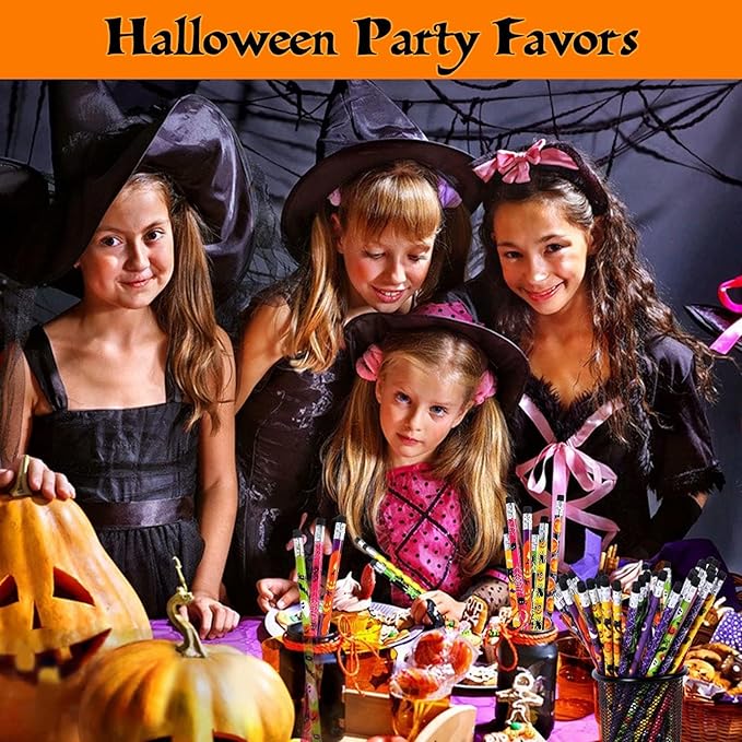 50Pcs Halloween Pencils Kids Colored Pencils with Erasers Assorted Pattern Pencils for Halloween Gifts Party Favors Trick or Treat Halloween Goodies Bags Filler Classroom Rewards for Child Adult