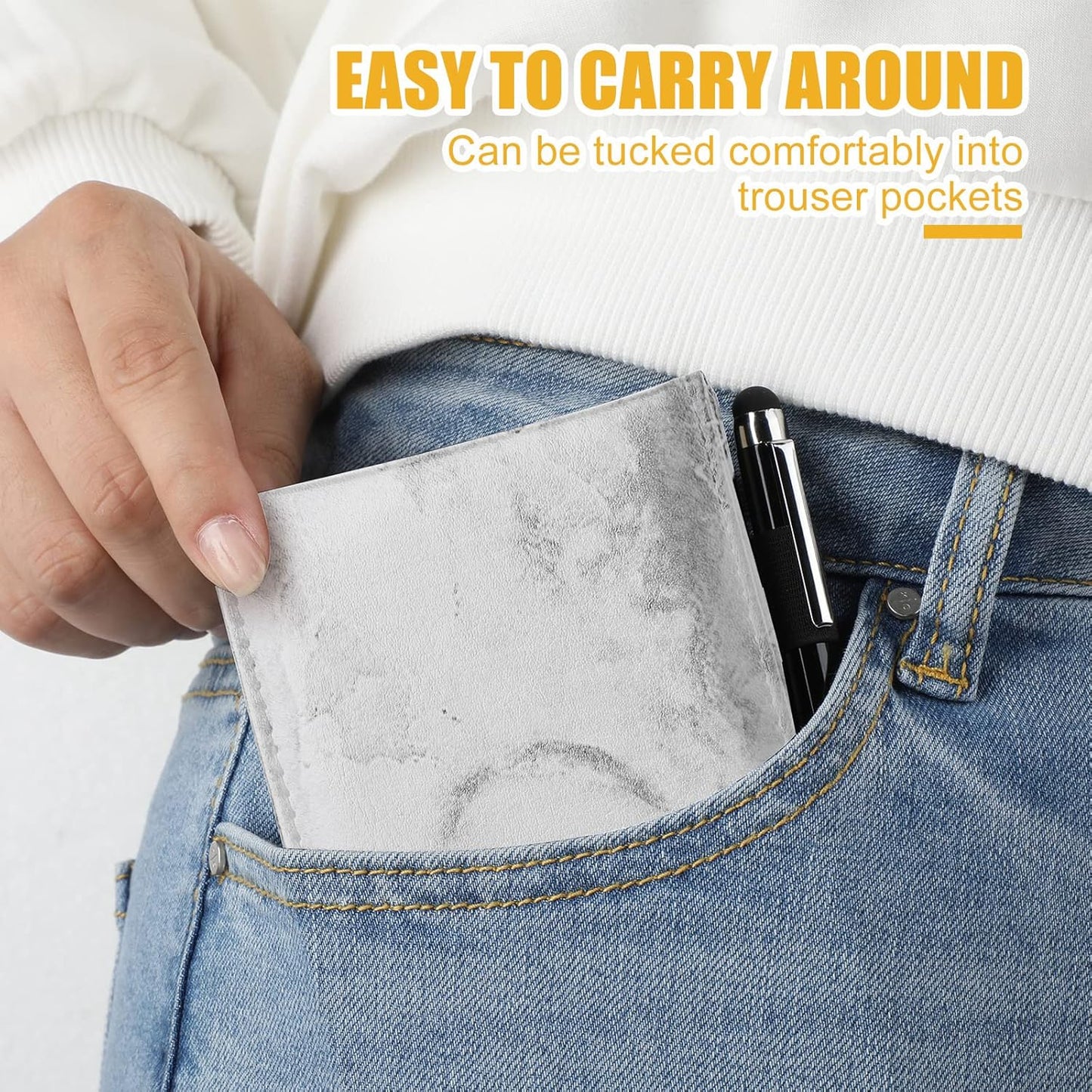 Outus 10 Pcs Pocket Notebook with Pen Set Included Mini Pocket Notepad Holder with 50 Lined Sheets, Metal Pen, 8 Pcs 3 x 5 Inch Memo Book Refills, 30 Lined Paper Per Note Pad (Marble Color)