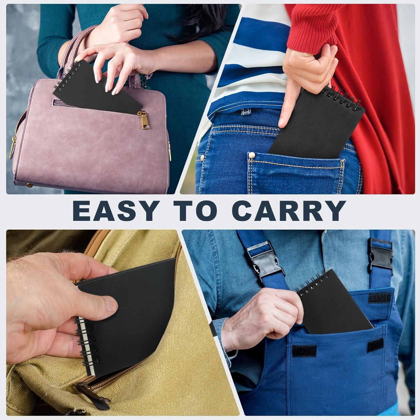 Tenceur 54 Pcs Pocket Notebook Bulk Small 3x5 Inch Spiral Notepads Mini Top Bound Notebook with Lined 120 Pages Ruled Memo Pads for Office College Nurse Essentials Back to School Gift(Black)