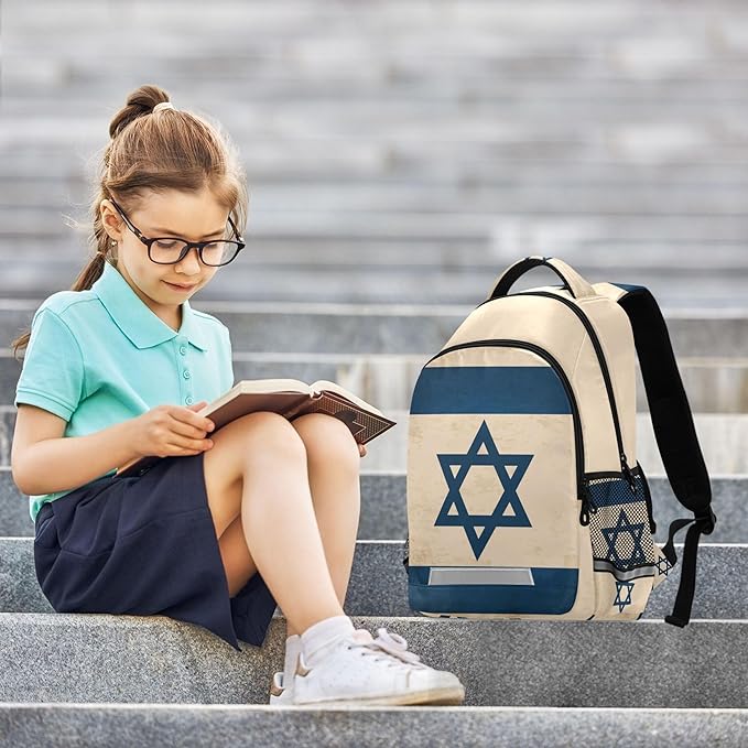 Retro Flag Israel Backpack for Girls Kids Boys School Bookbags, Student Laptop Backpack Carrying Bag Casual Lightweight Travel Sports Day Packs