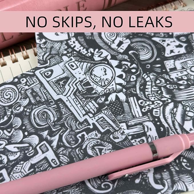 thinkor Gel Pens, 6 Pcs 0.5mm Quick Dry Black Ink Pens Fine Point Smooth Writing Pens, Cute Office School Supplies Gifts for Women (6 Pcs Pink -Black Ink)