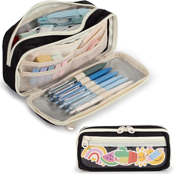 Large Capacity Pencil Case with Compartments, School Pencil Bags with Zipper, Big Storage Pen Bag for Teen Girl Boy Men Women, Adult Stationery Pen Bag for School College and Office