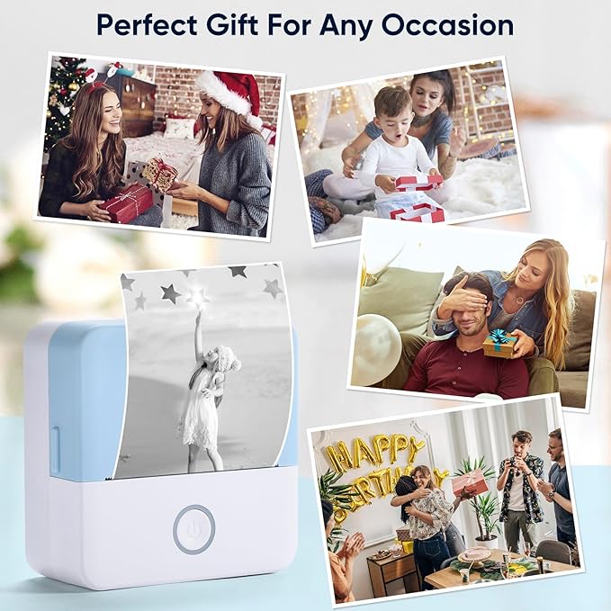 Mini Pocket Printer - Inkless Sticker Printer, Compatible with iOS + Android for Study Notes, Memo, Fun, Work, Journal