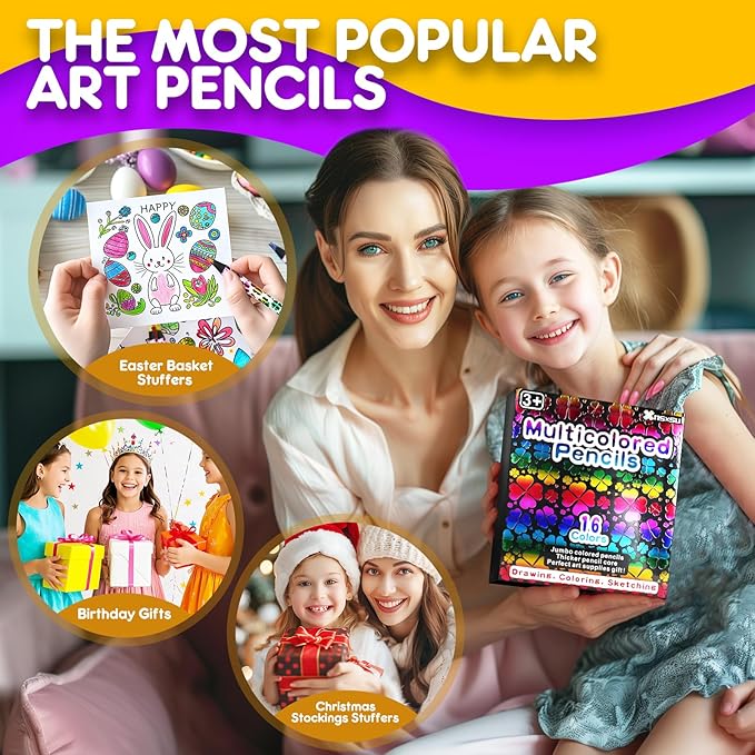 nsxsu 16 Colors Art Supplies for Teens Adults, Rainbow Colored Pencils, Teen Girl Gifts Trendy Stuff, Multicolored Art Fun Pencil for Coloring, Drawing, School Supplies, Party Favor Bags