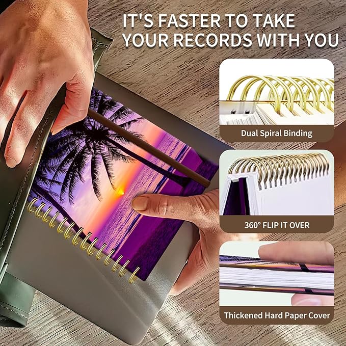 Spiral Journal Notebook, A5 Cute Notebooks for Women Men, College Ruled Hardcover Notebook for Work & Note Taking, 60 Pages Double-Wire Journals for Writing, Sunset Purple