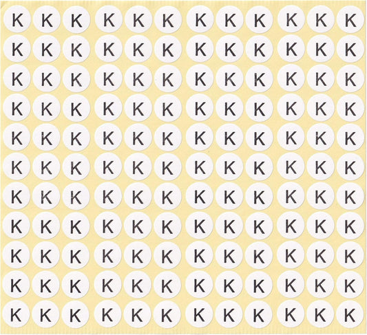 dealzEpic - Alphabet Stickers of The Letter K - Small Round Paper Self-Adhesive Peel and Stick Letter Labels - Set of 15 Sheets