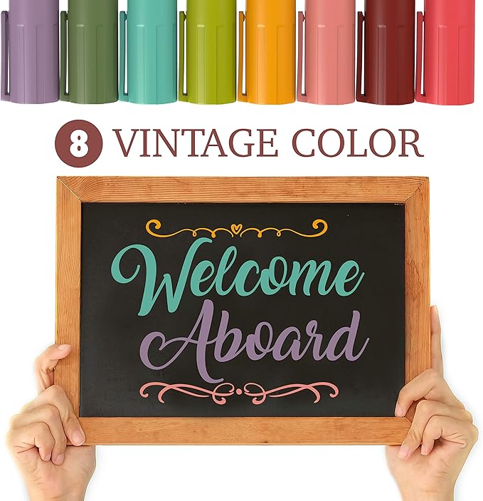 CHALKY CROWN Liquid Chalk Markers - Dry Erase Marker Pens - Chalk Markers for Chalkboards, Signs, Windows, Blackboard, Glass - Reversible Tip (8 Pack) (Vintage, 6mm)