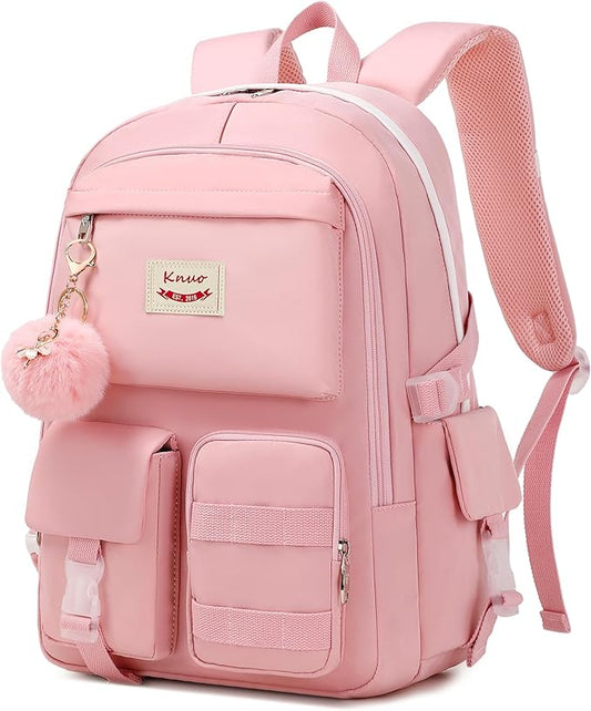 Girls Backpack,15.6 Inch Laptop School Bag Large Primary Elementary Middle College Bookbags Kids Backpacks for Teens Girls Women Students Anti Theft Travel Daypack (Pink)