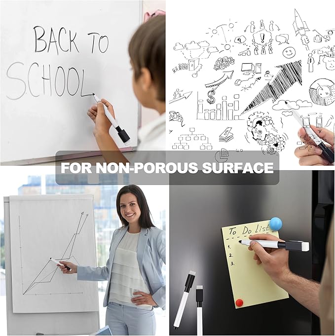 IHPUKIDI Magnetic Dry Erase Markers Fine Point Tip, 48-Pack Whiteboard Markers Dry Erase Marker with Eraser Cap, Low Odor Whiteboard Markers for Kids Teachers