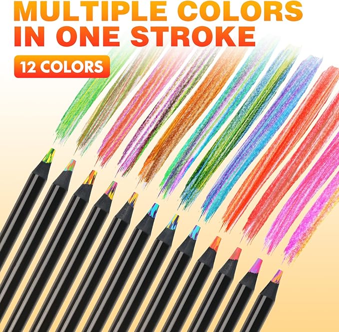 nsxsu 12 Pieces Art Supplies for Kids Teens Adults, Jumbo Rainbow Colored Pencils Cool Stuff, Multicolored Fun Art Pencil Gifts for Drawing, Coloring, Stocking Stuffers, Party Favors Bags